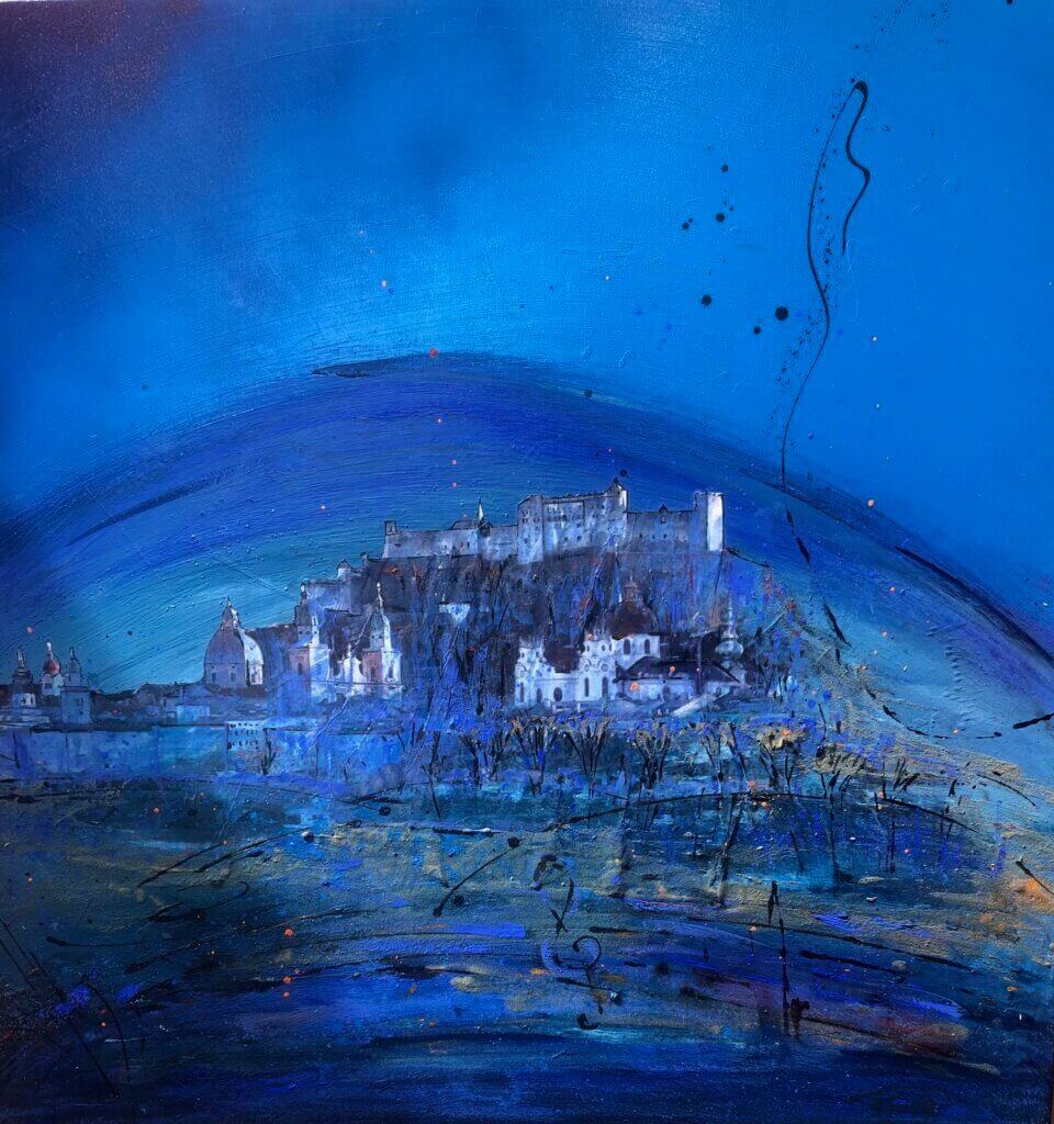 "Salzburg bei Nacht" 90 x 90 cm